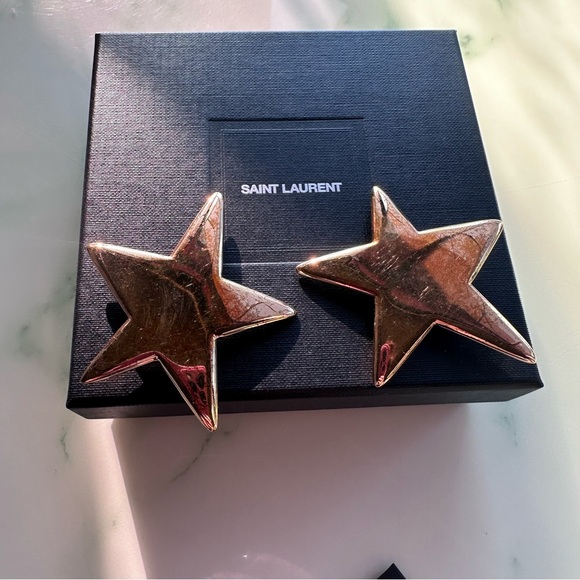 SAINT LAURENT Star Earrings Dore Vieilli Gold - Picture 7 of 9